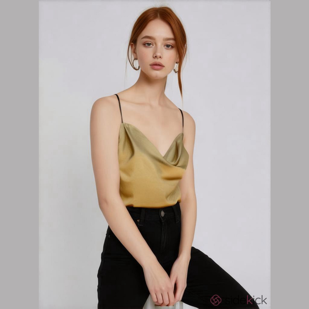 BCBGeneration Tan Satin Crop Top Medium